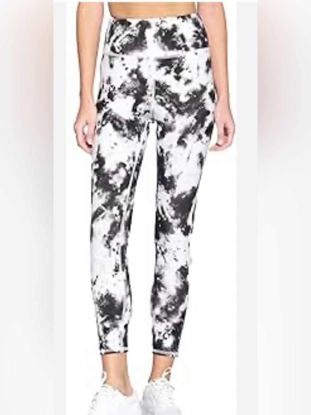 Black & White Marble Print Leggings - Women